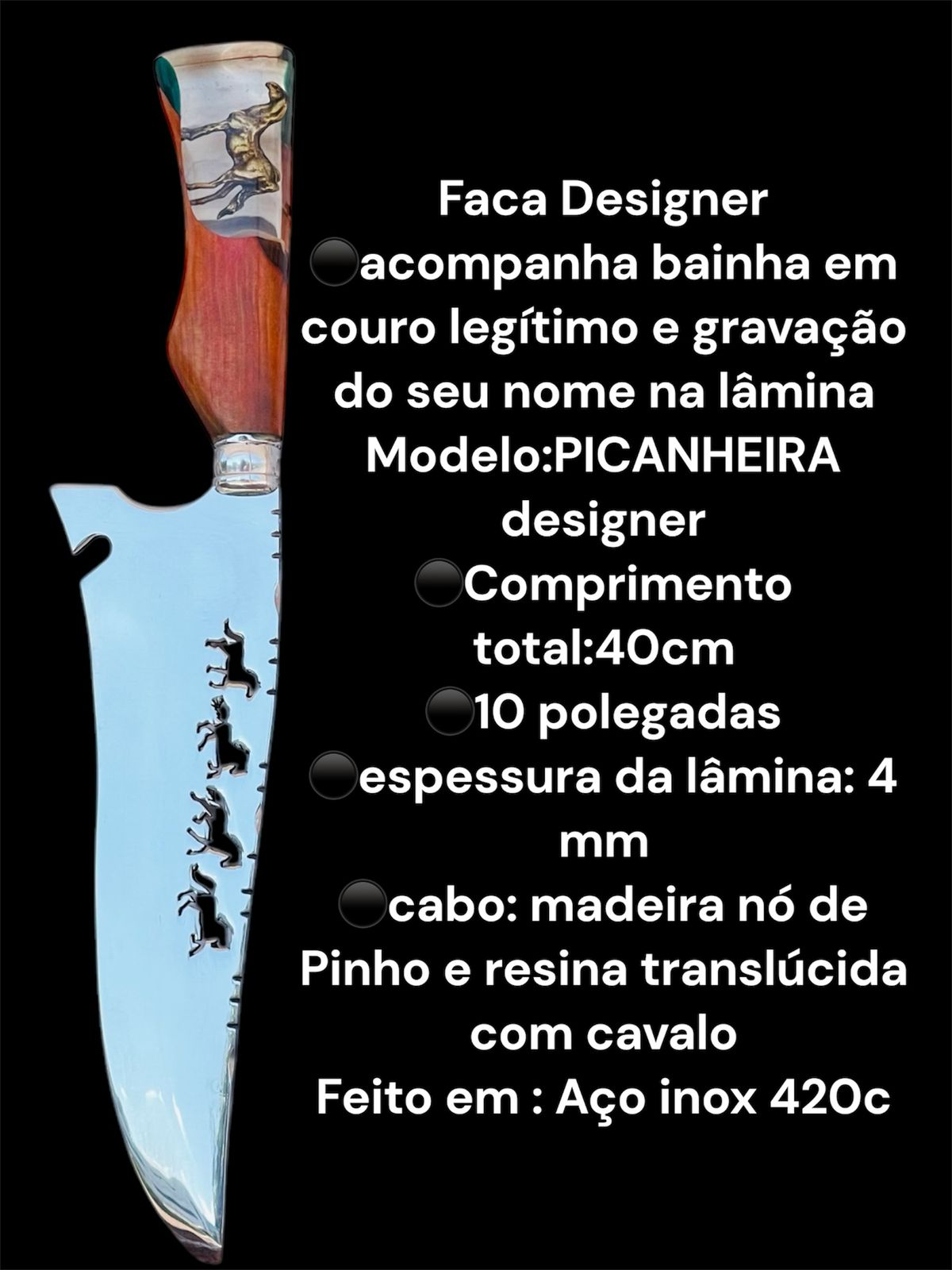 Faca Designer Cavalos