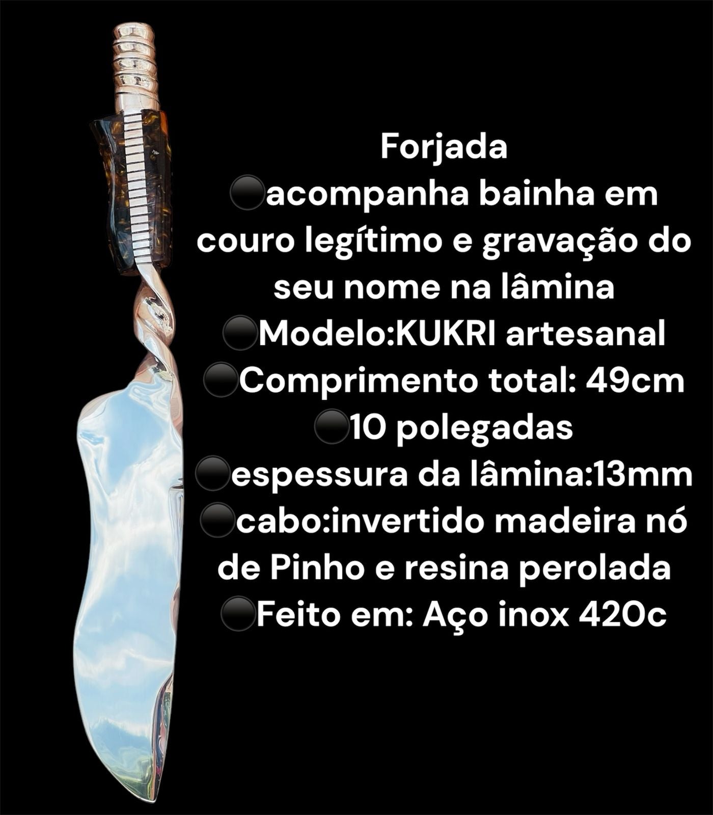 Faca KUKRI artesanal